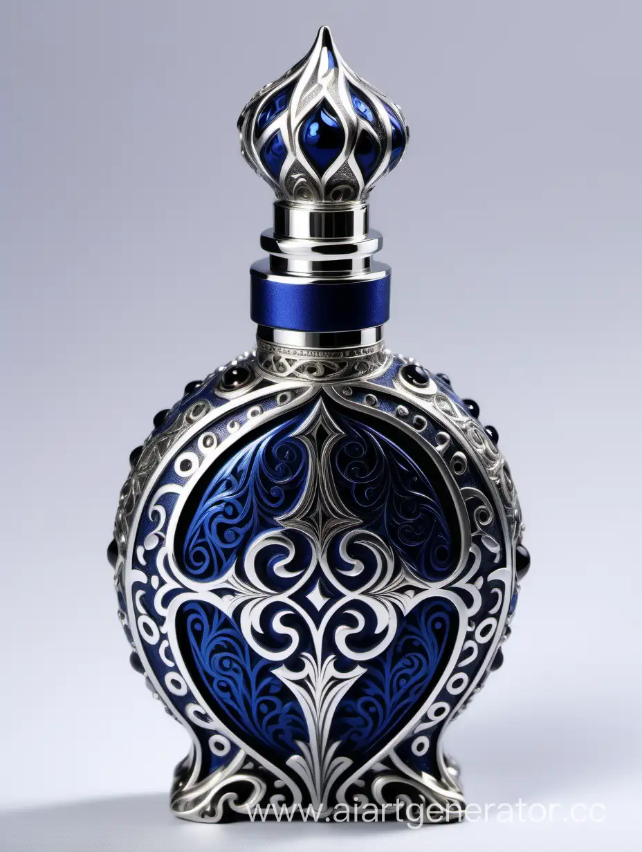 Elaborate-Dark-Blue-Elixir-of-Life-Potion-Bottle-with-Ornamental-Zamac-Perfume-Cap