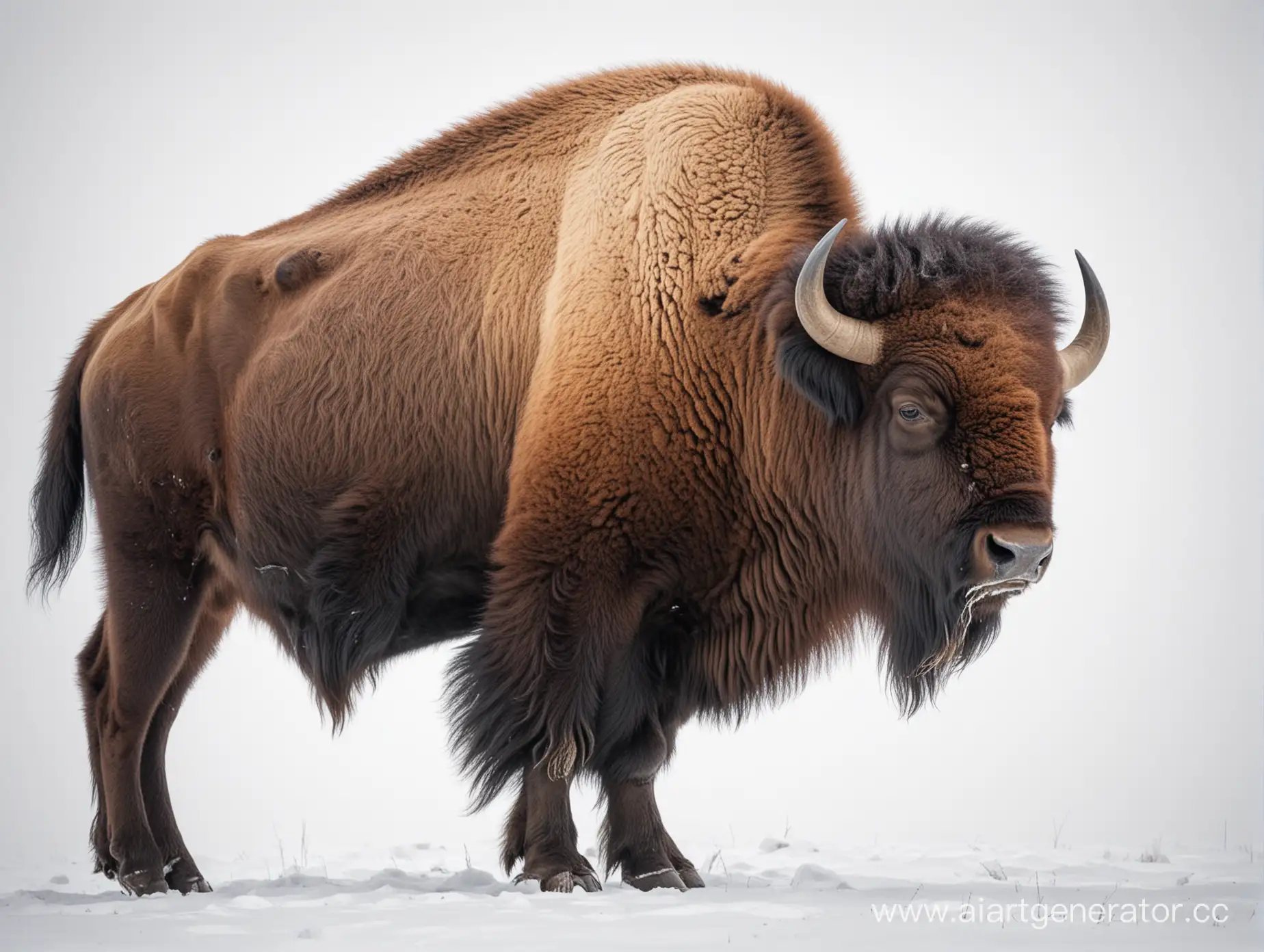 Majestic-Bison-Standing-Against-White-Background