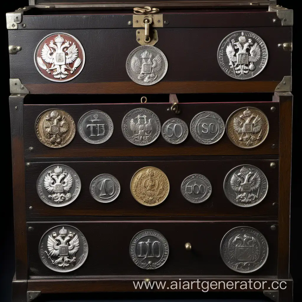 Antique-Tsarist-Russian-Coin-Chest-Historical-Treasure-Collection