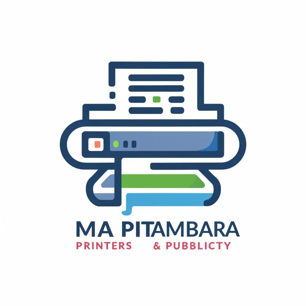 logo, Printers, with the text "Ma pitambara printers and publicity", typography