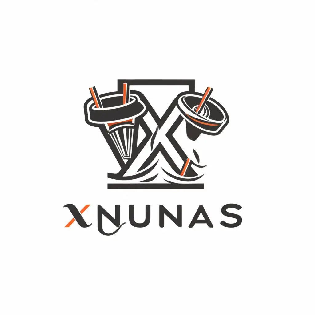 a logo design,with the text "X NUNAS", main symbol:SYMBOL X, HALF CIRCLE, CUPS ICE, DRINK,Moderate,be used in Technology industry,clear background