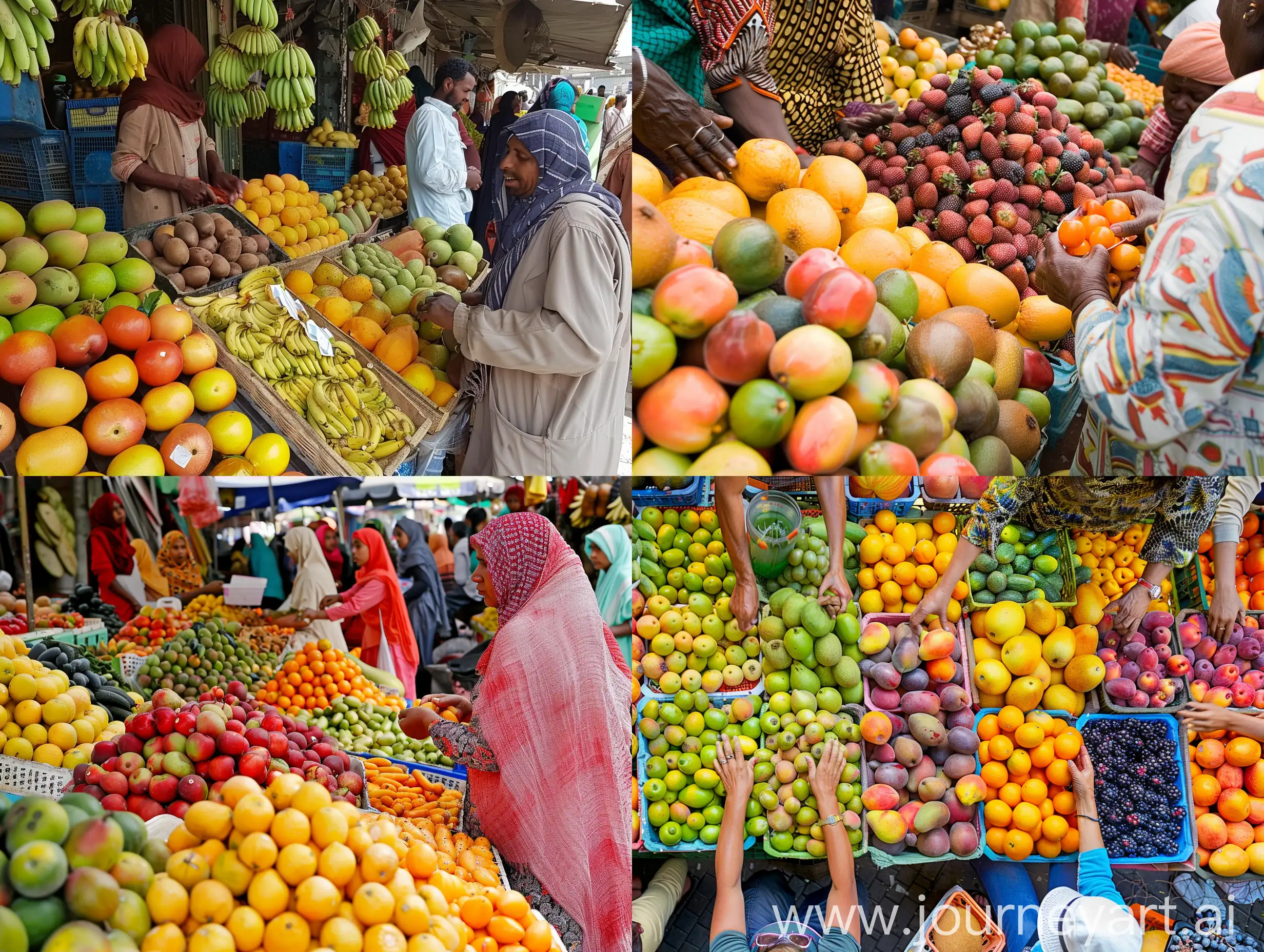 fruit vegetable market, peoples buy fruit from different peopls
