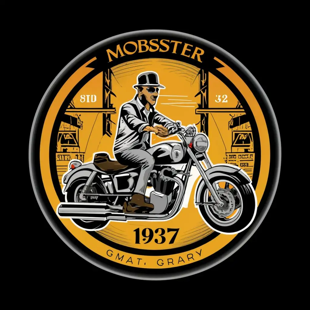 LOGO-Design-for-Chrome-Velocity-Intricately-Detailed-Cruiser-Bike-and-Mobster-Silhouette-with-Dynamic-Exhaust-Trail