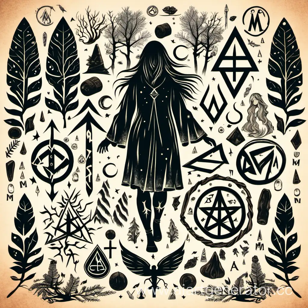 women mystic forest runes and witchcraft