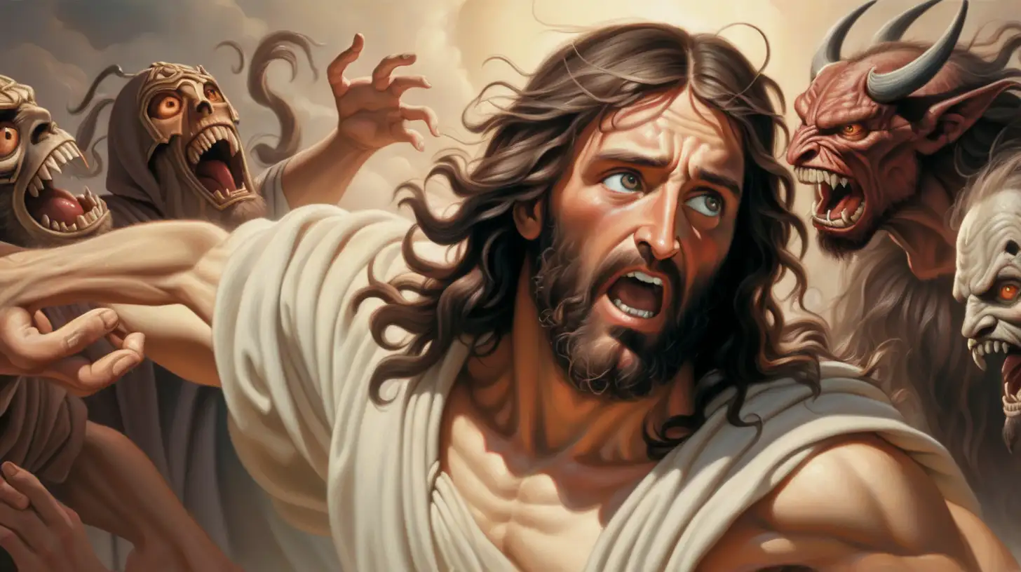 Jesus in Intense Spiritual Battle Against Demonic Forces