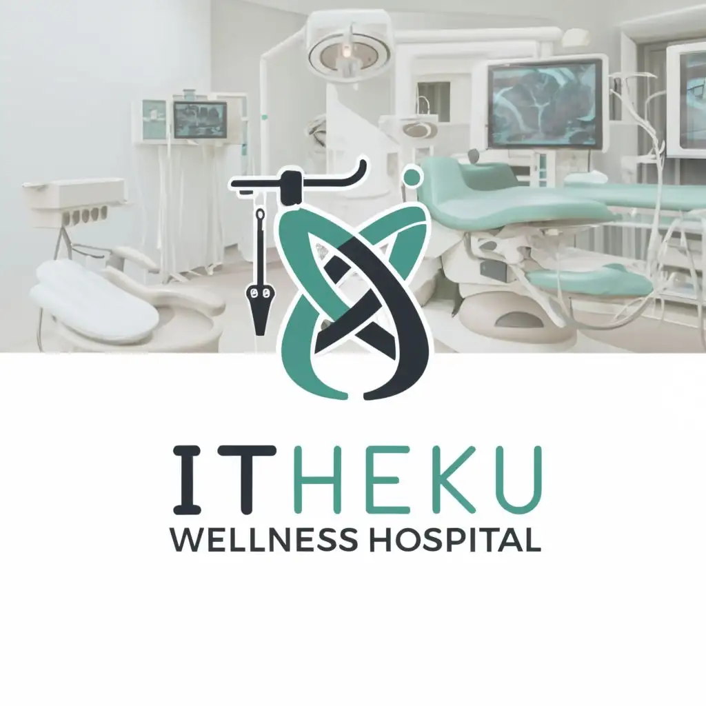 a logo design,with the text "iTheku", main symbol:Wellness Hospital. Colours teals, aqua, green. Use i symbol,complex,be used in Medical Dental industry,clear background