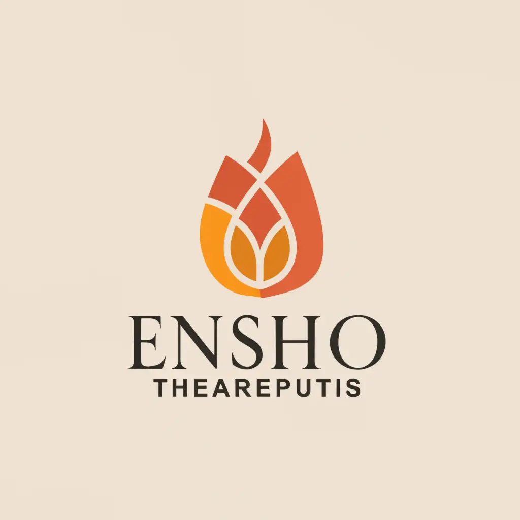 a logo design,with the text "Ensho Therapeutics", main symbol:Japanese flame symbol for treatment of human, drugs, fire Therapeutics,Minimalistic,be used in Beauty Spa industry,clear background