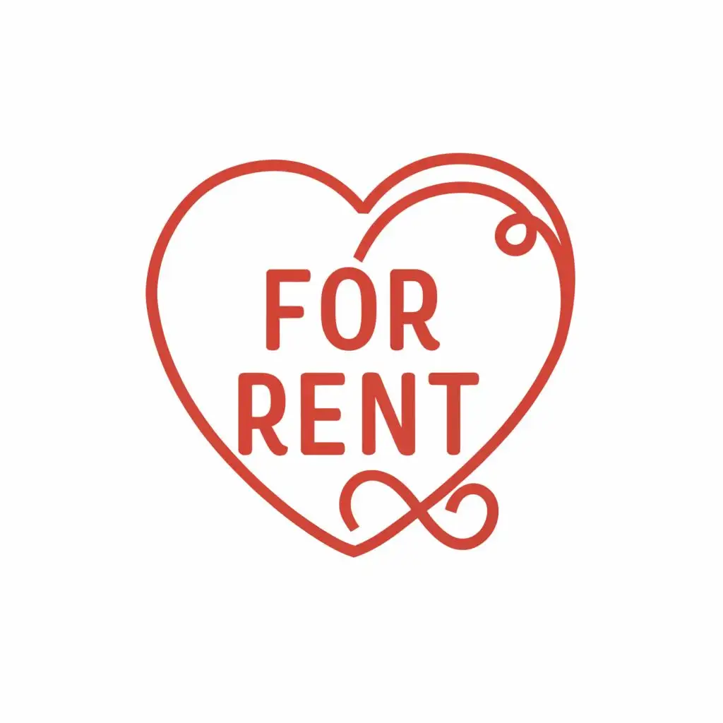logo, heart, with the text "For Rent", typography