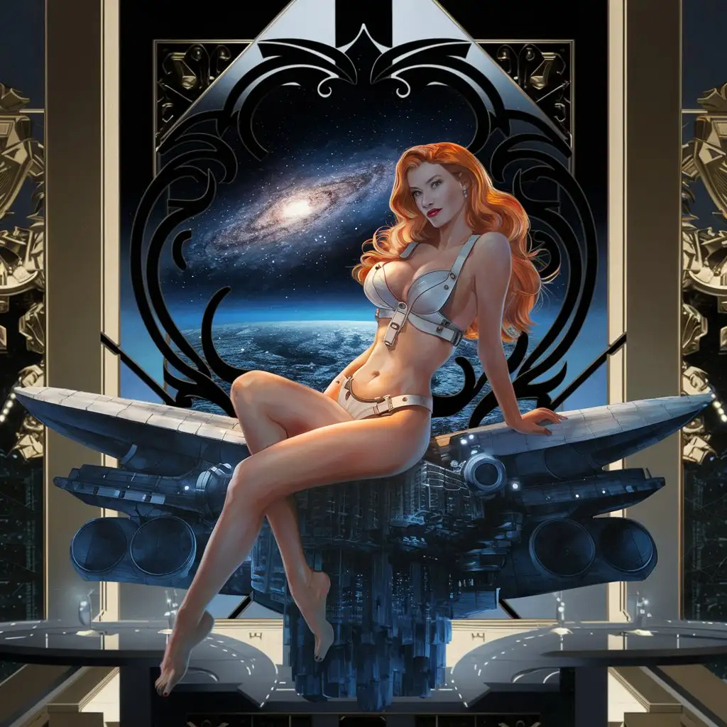 Sensual-Woman-with-Orange-Hair-on-Futuristic-Megastructure-under-Night-Sky