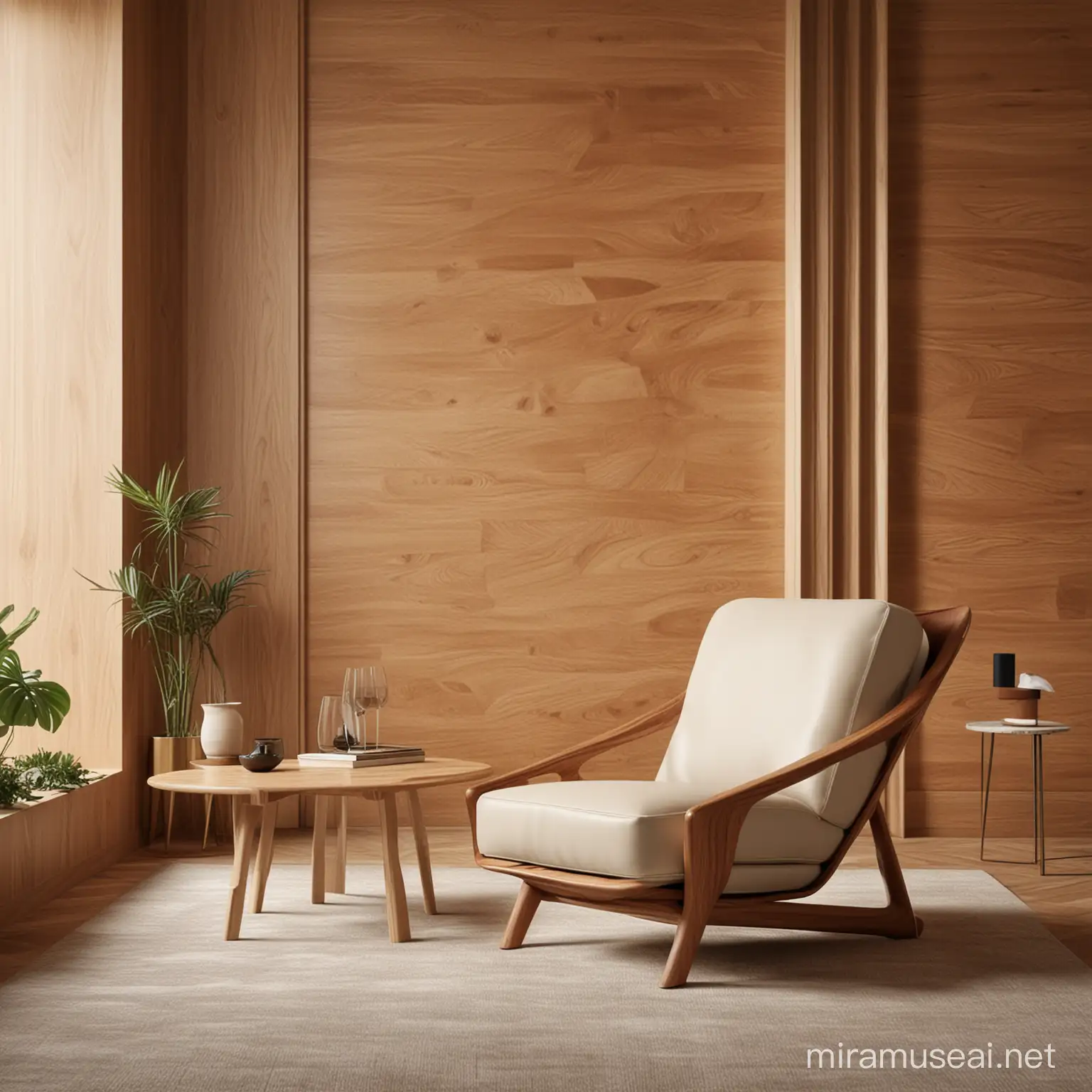 Luxurious Futuristic Wood Armchair for Modern Home Decoration