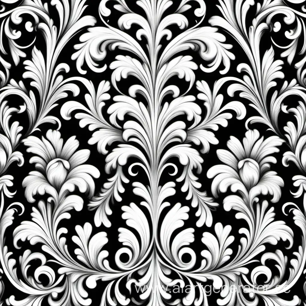 Elegant-Baroque-Floral-Pattern-in-Black-and-White-Vector-Illustration