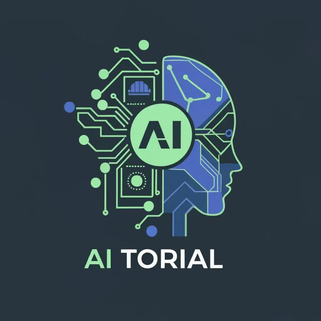 logo, artificial intelligene, with the text "AI Torial", typography, bright colors, friendly look, cartoon