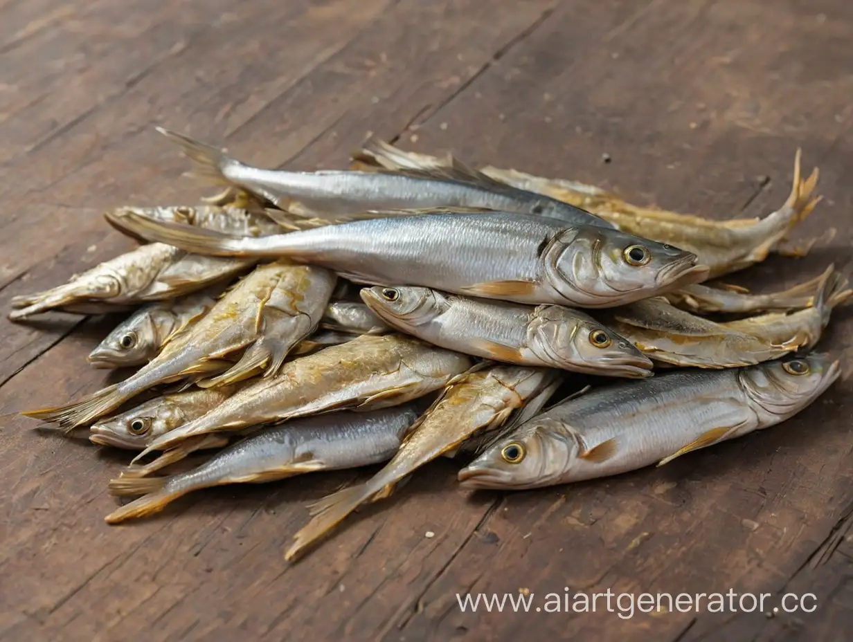 Dried-Fish-Displayed-on-Rustic-Tabletop