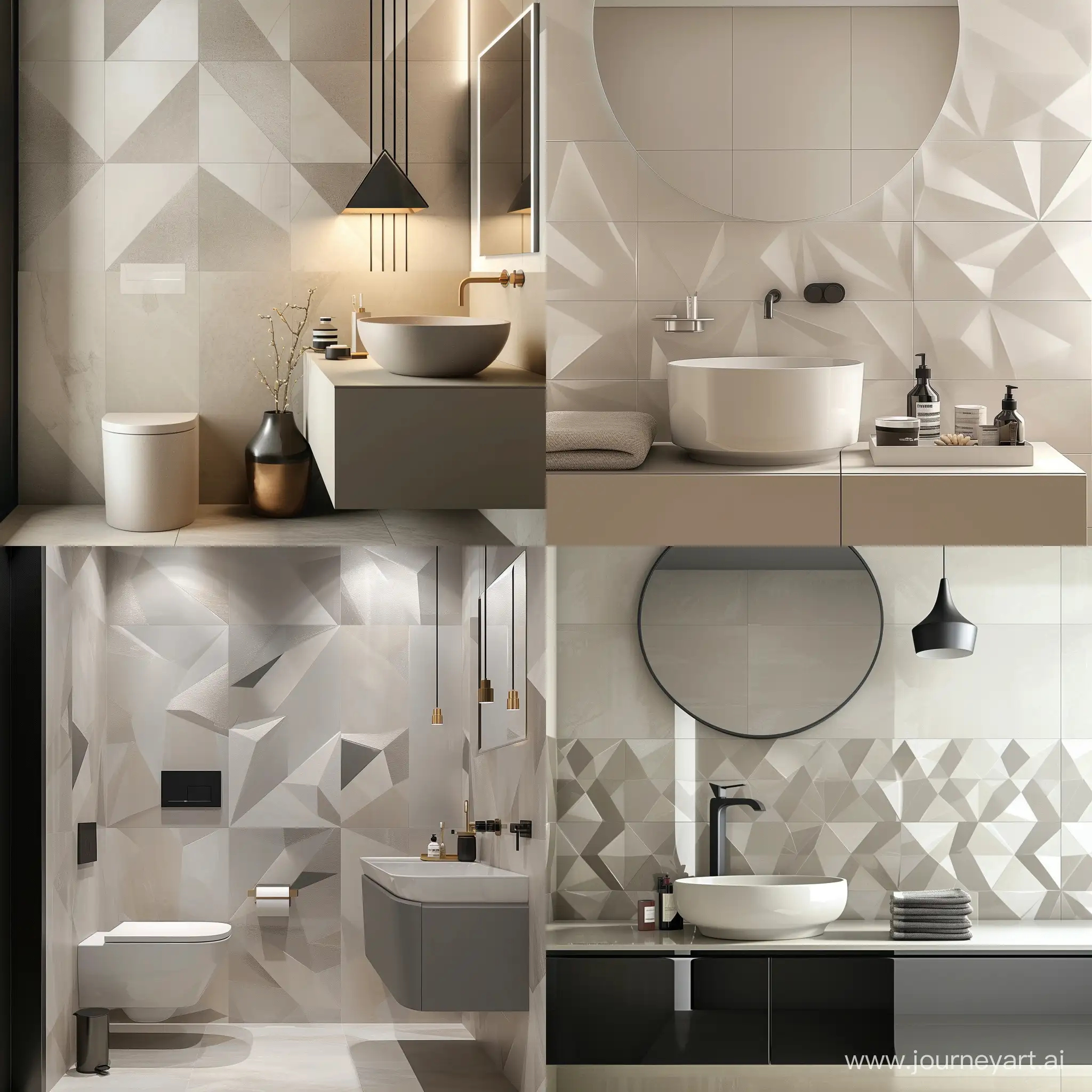 Contemporary-Geometric-Patterned-Bathroom-in-Calm-Tones