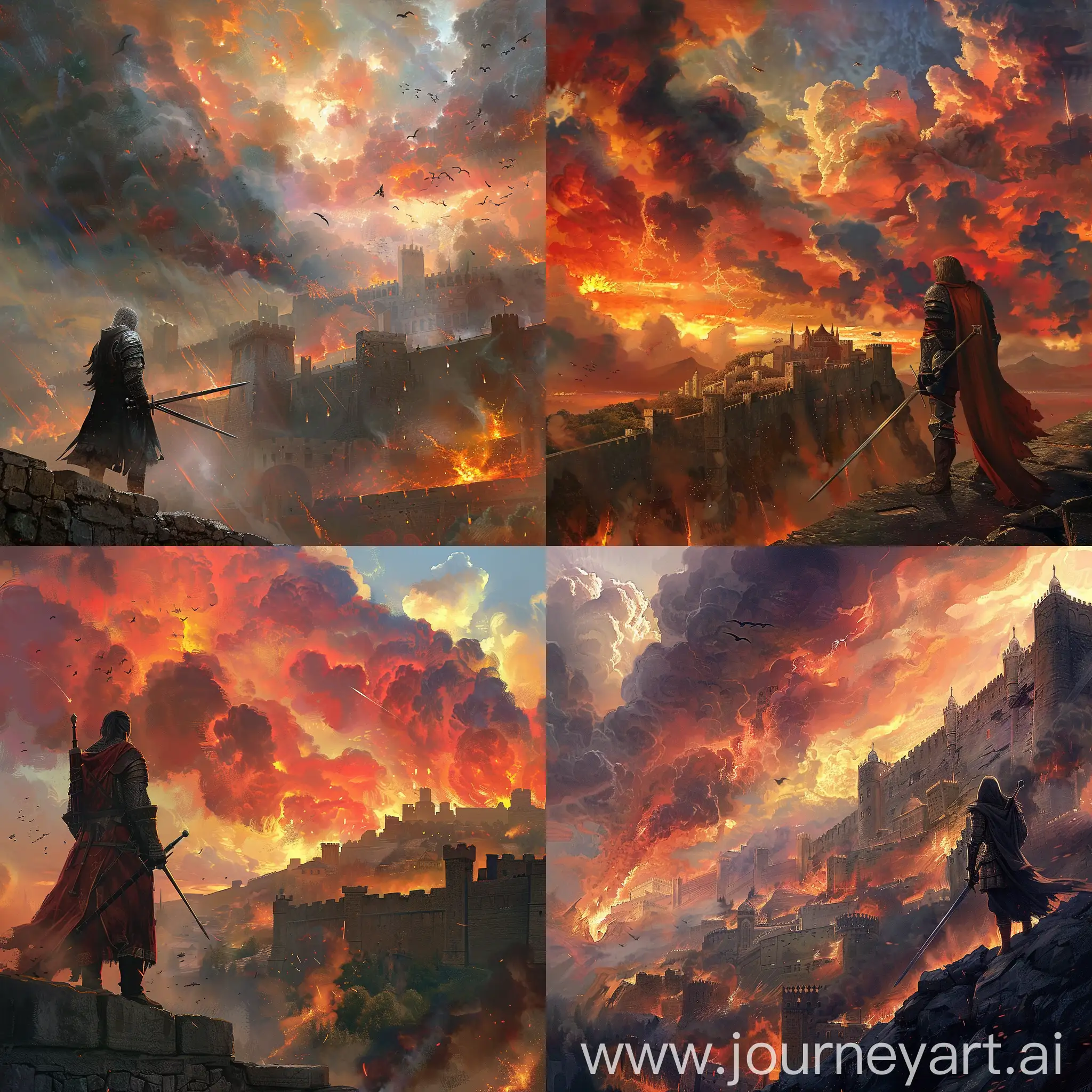 Brave-Swordsman-Defending-City-Wall-Against-Fiery-Clouds