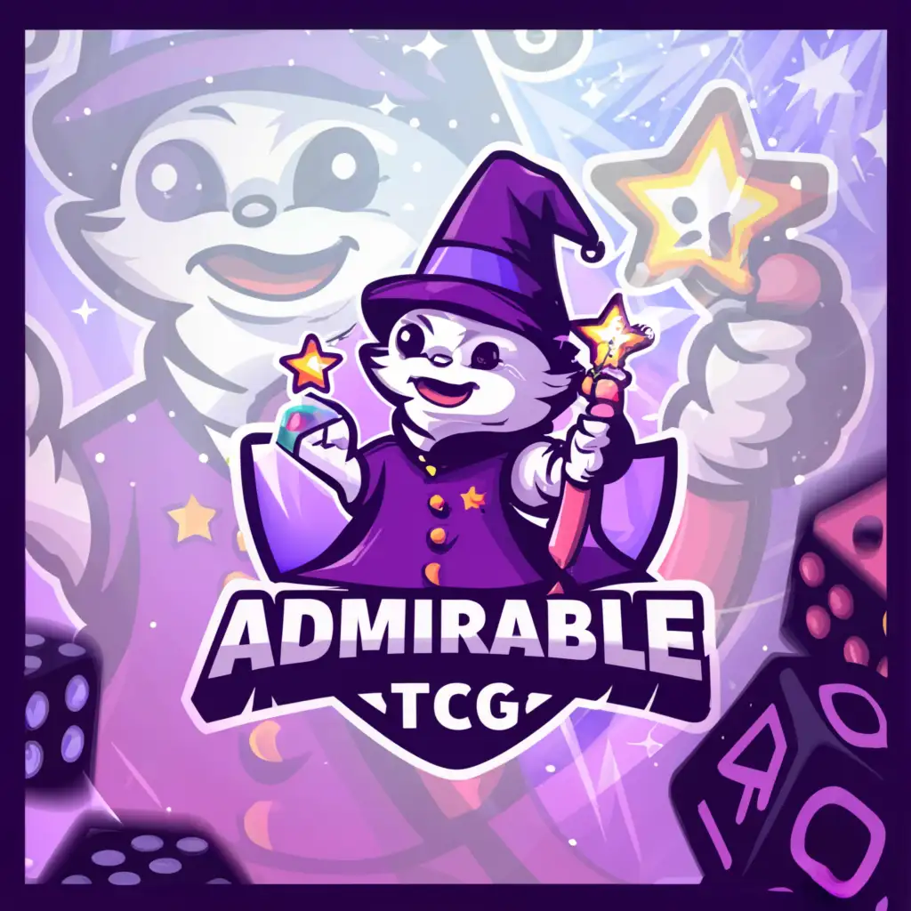 LOGO-Design-for-Admirable-TCG-Whimsical-Mascot-with-Magical-Card-Powers-in-Vibrant-Purple