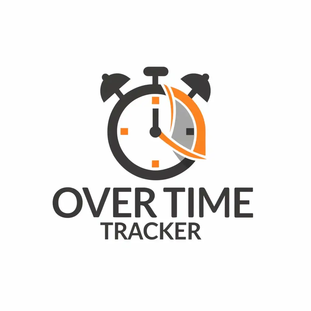 a logo design, with the text 'Over Time Tracker', main symbol: clock, Moderate, clear background orange color