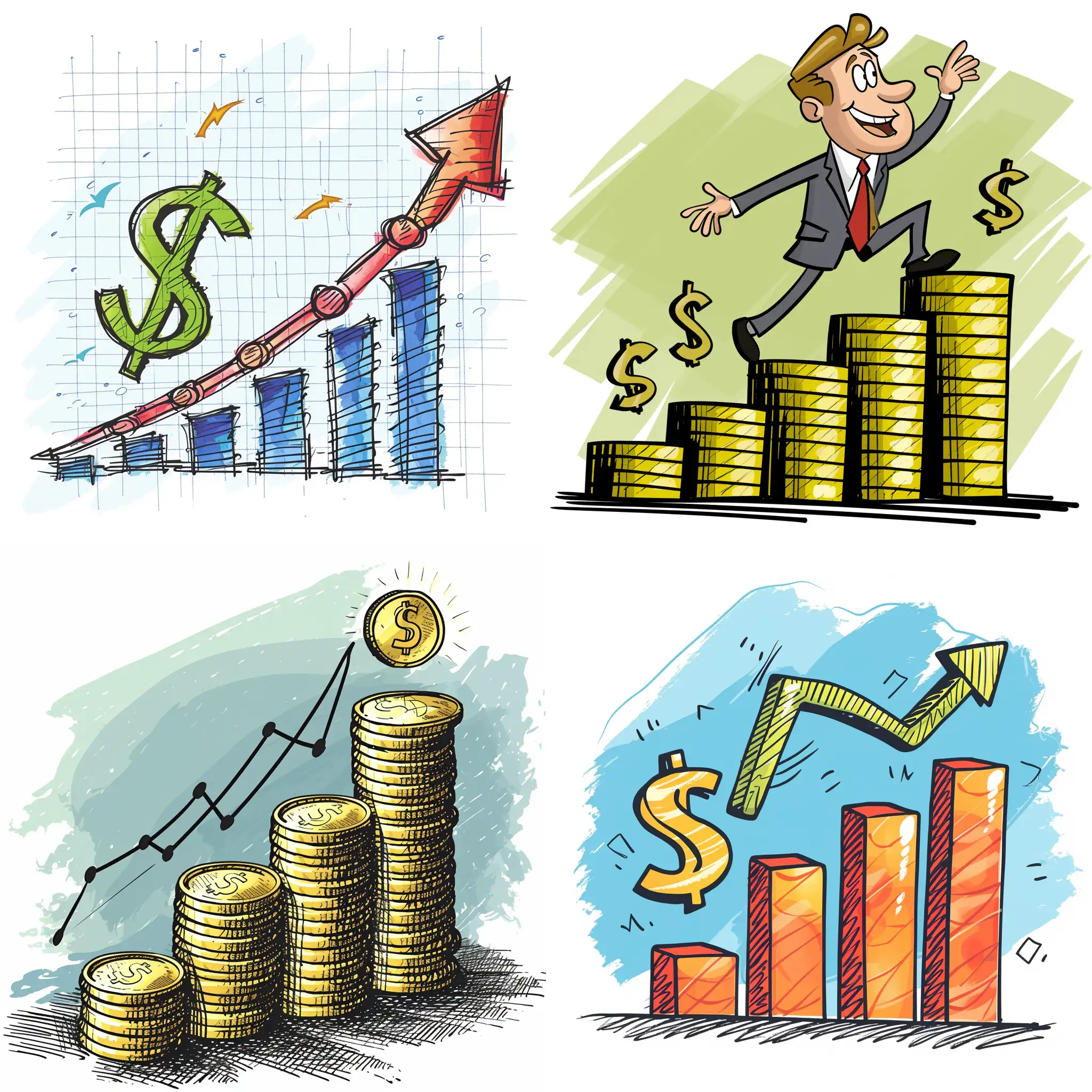 Financial-Success-Graph-Upward-Trend-in-Money-Cartoon-Sketch
