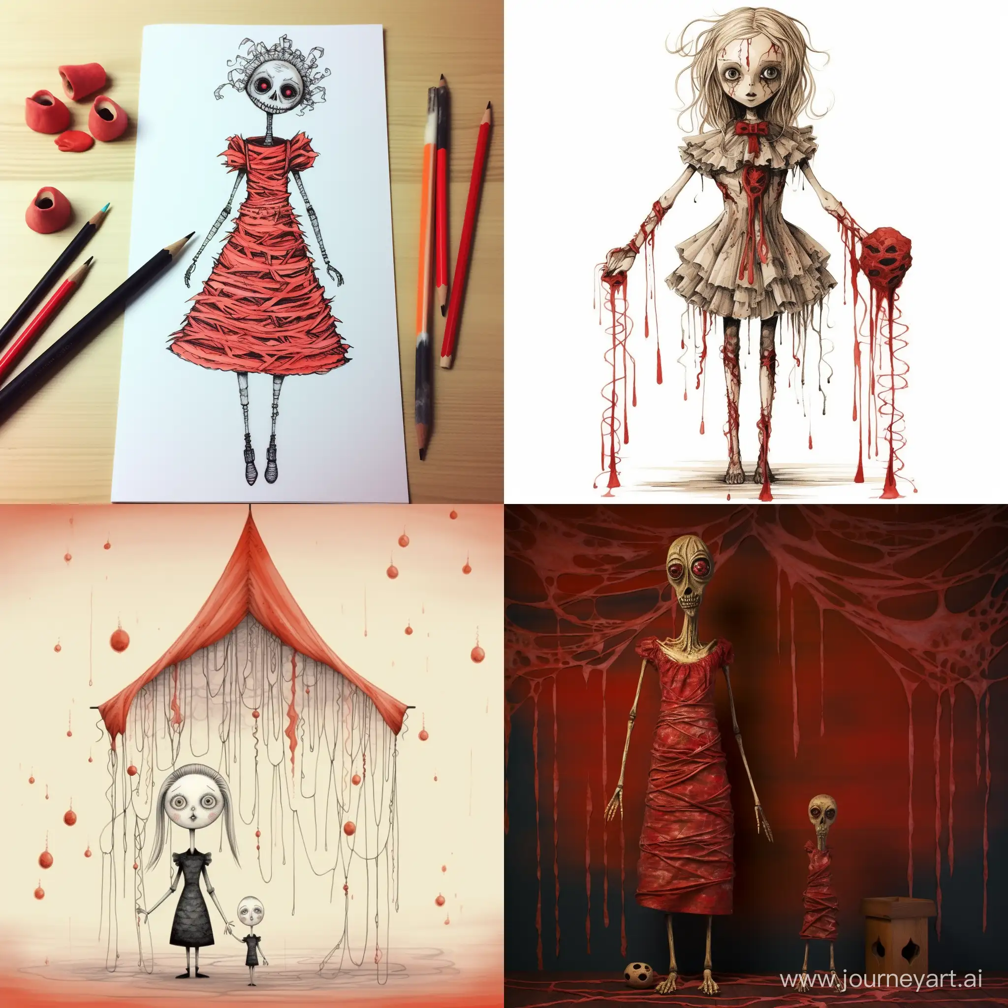 Draw Mammy long legs from poppy playtime, make it very very creepy with blood and things