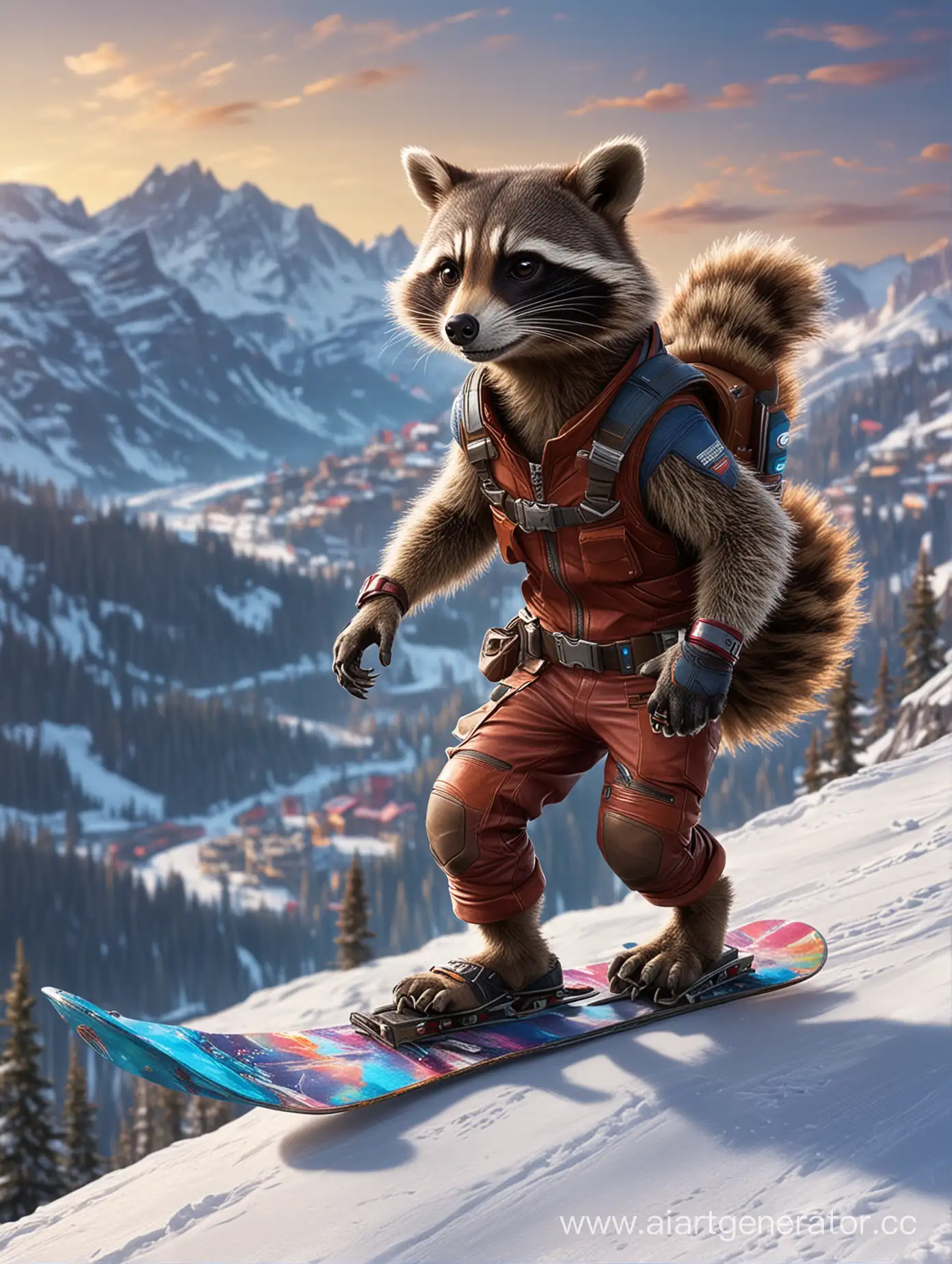 Rocket-Raccoon-Snowboarding-Adventure-in-the-Majestic-Mountains