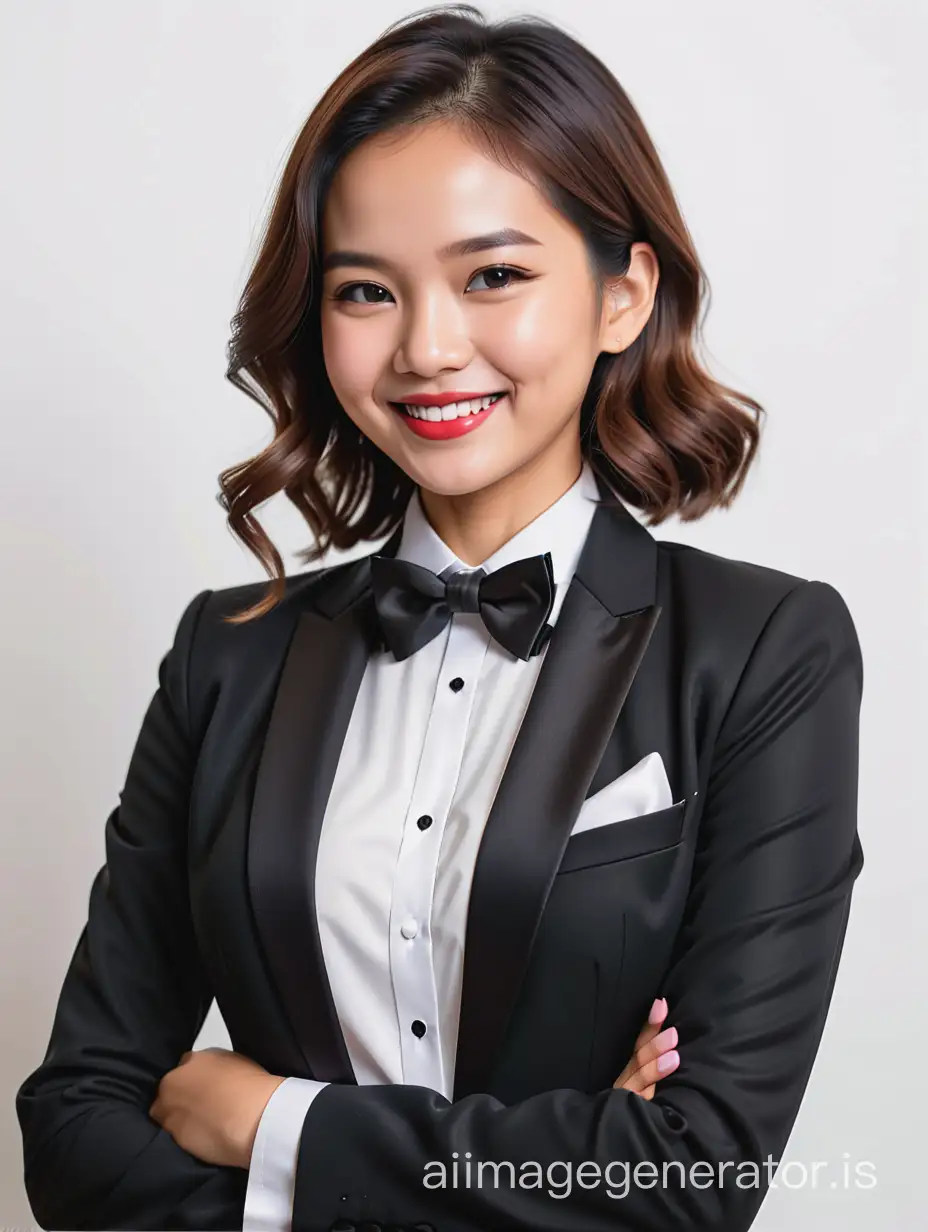 Pinoy-Woman-in-Tuxedo-Exuding-Joy-with-Perfectly-Applied-Lipstick