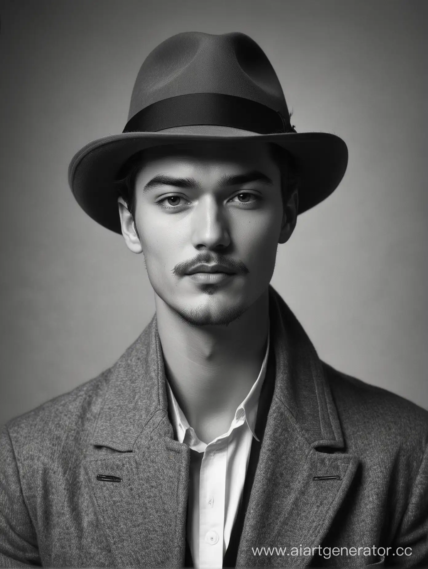 Chico-Lachowski-Vintage-Portrait-with-Mustache-Hat-and-Cigarette