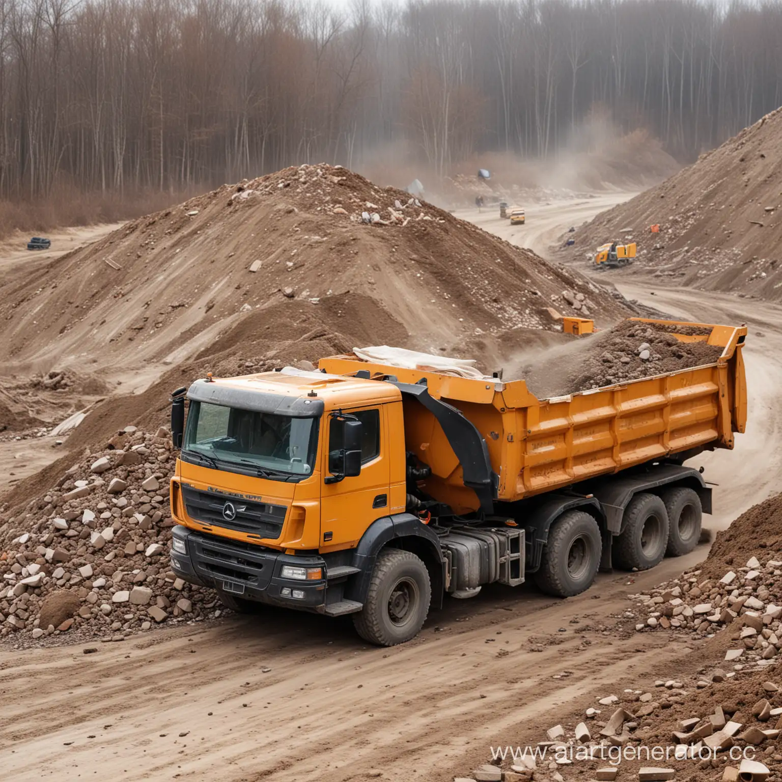 Construction-Waste-Removal-Dump-Truck-on-Site
