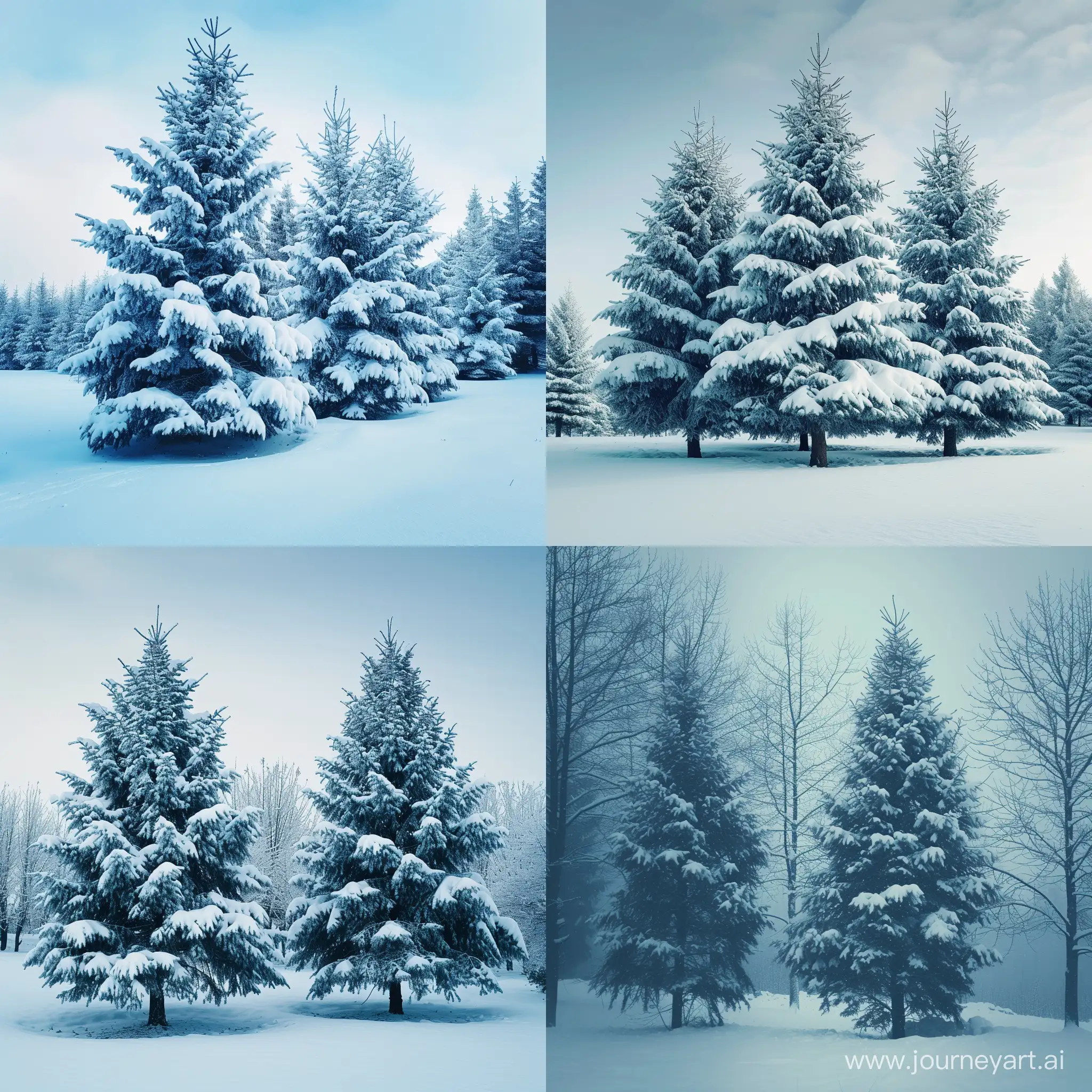  Рождество, день, зима, деревья в снегу, голубые тона, праздник