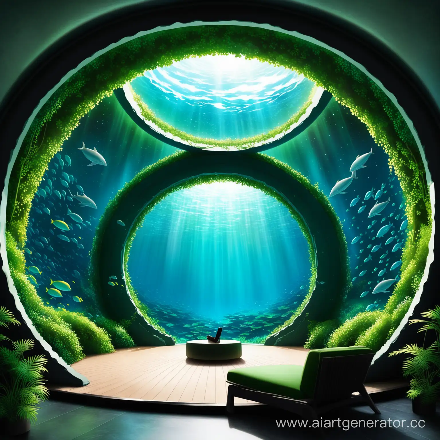 livingroom design deeps of oceans black and blue and green
 without  fish 
mythological architecth 
a new universe
jules verne
eco friendly arch
without television 
