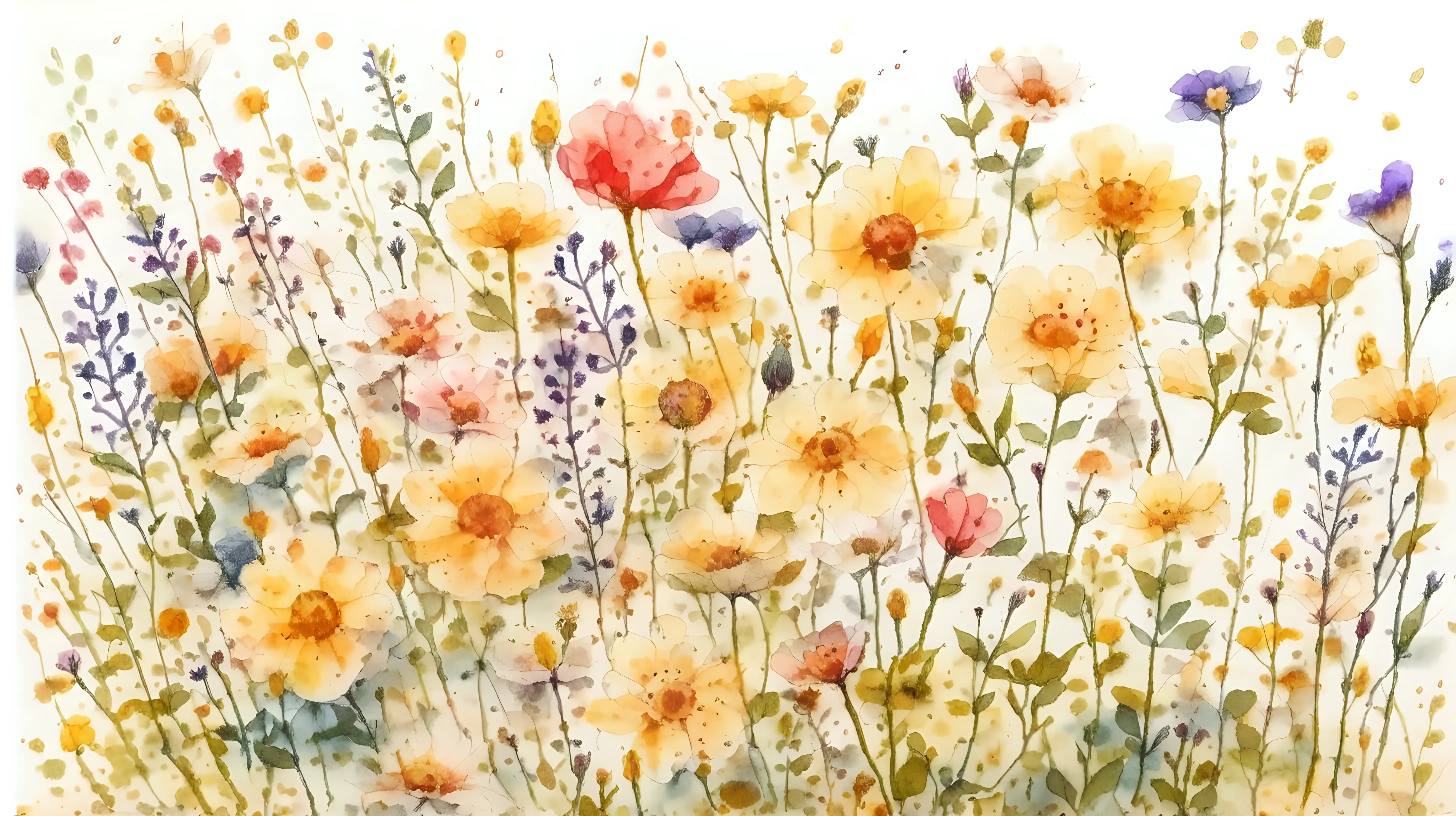 Vintage Watercolor Wildflowers in Bloom