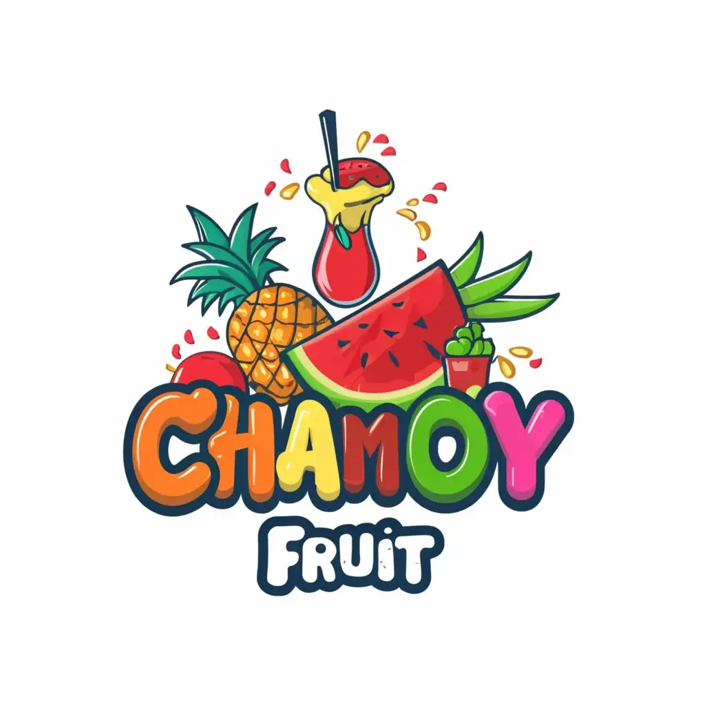 a logo design, with the text 'Chamoy Fruit', main symbol: Watermelon, pineapple, Chamoy toppings, Moderate, be used in Restaurant industry, clear background