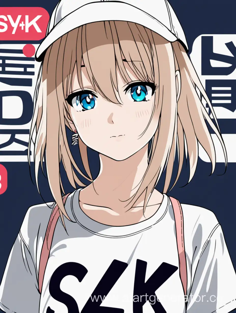 Anime girl. The T-shirt has the inscription SD_4K