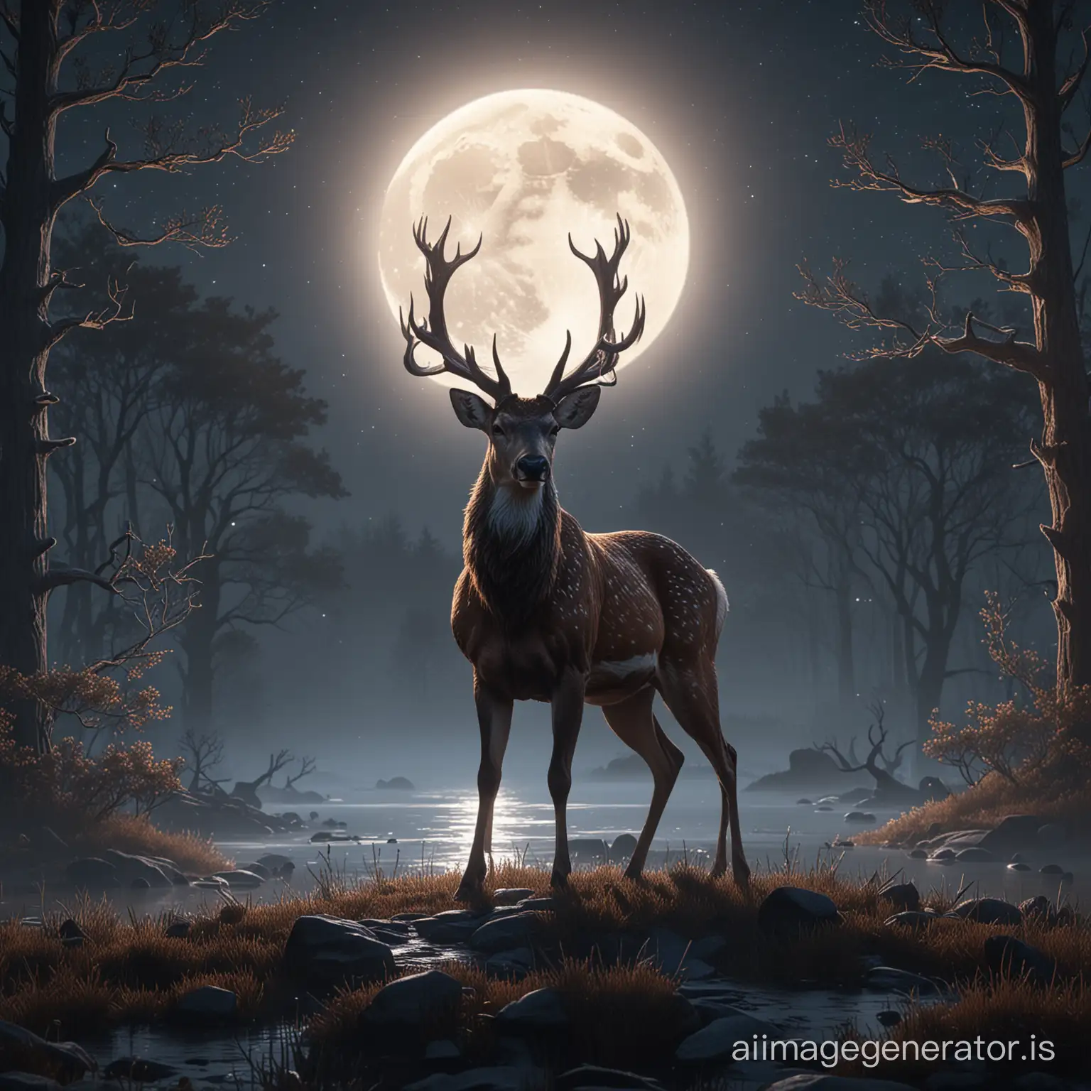 unity 8k wallpaper majestic deer in moon light