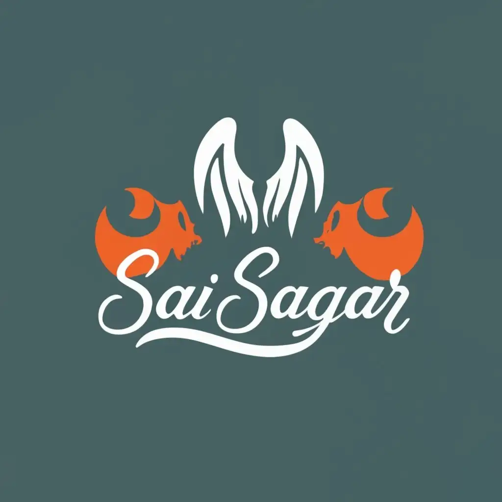 logo, Angel and devil, with the text "Sai Sagar", typography