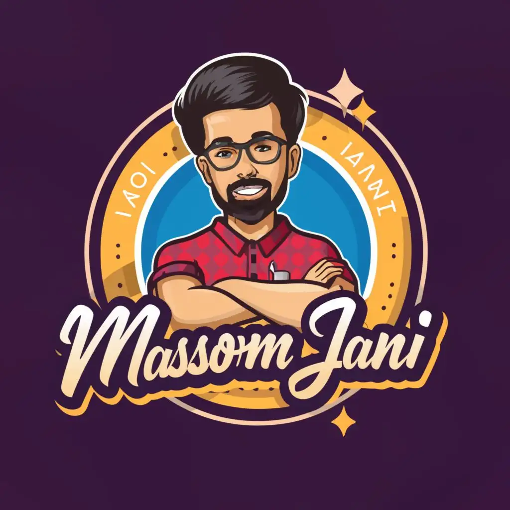 logo, Professional cartoon YouTuber, with the text "Masoom Jani ", typography