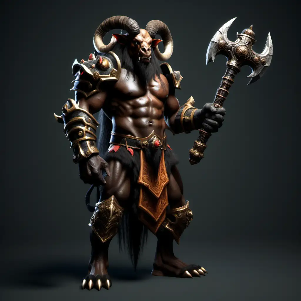 Realistic Evil Tauren Paladin with a Mace Standing Tall