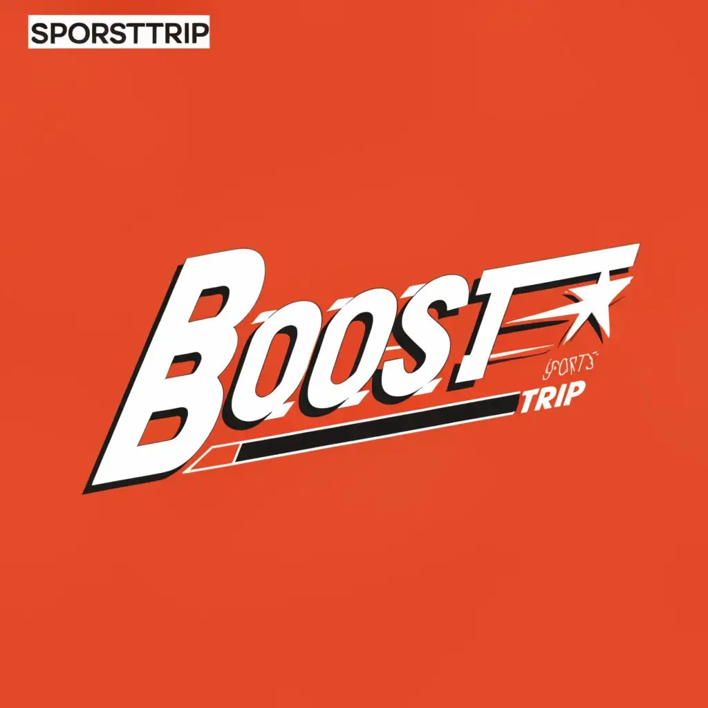 LOGO-Design-for-Boost-Sports-Trip-Bold-and-Slick-Black-and-White-Theme-with-Dynamic-Typography