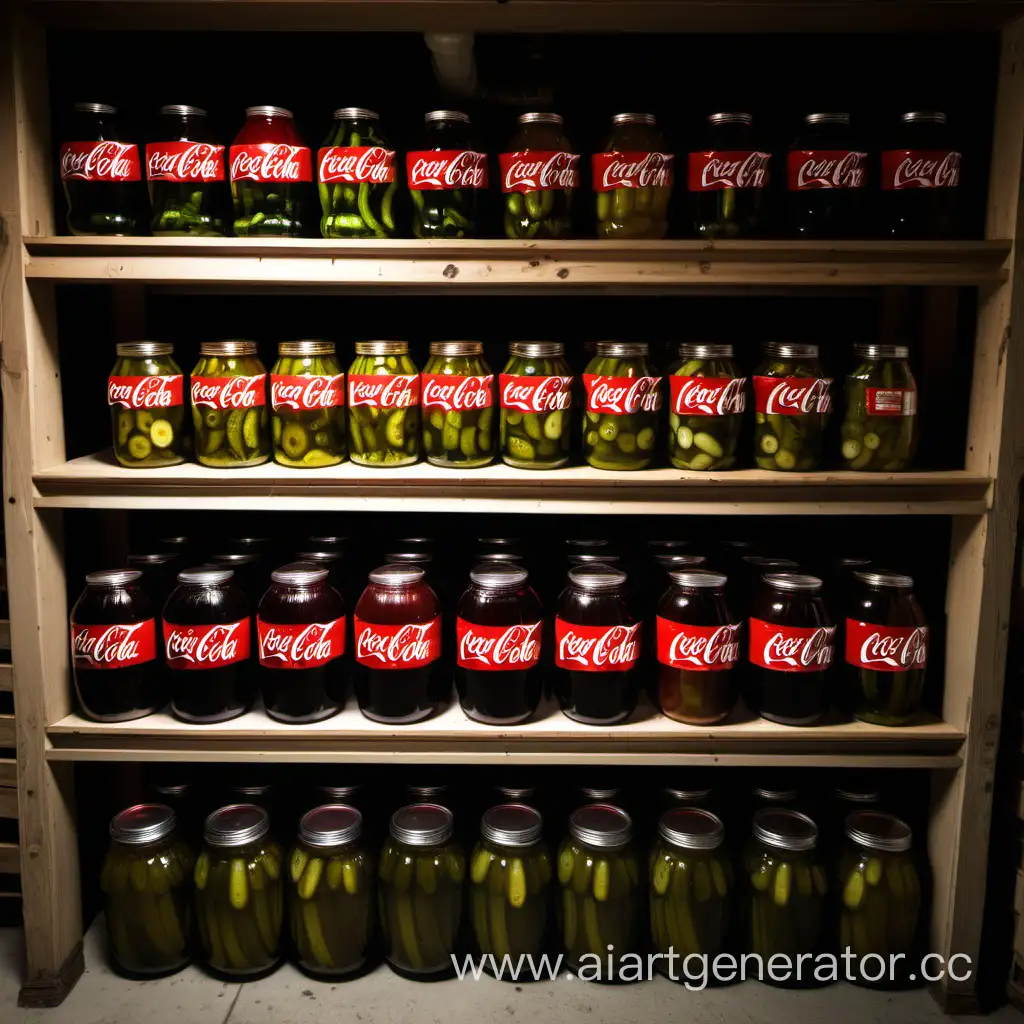 Vintage-Cellar-Display-ThreeLiter-CocaCola-Jar-Amid-Pickles