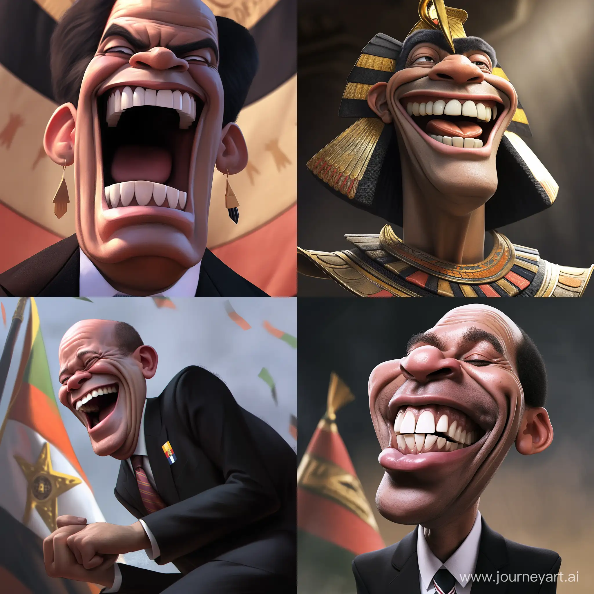 PRESIDENT OF eGYPT elsisi by Tiago Hoisel, laughing --niji 5 --style expressive