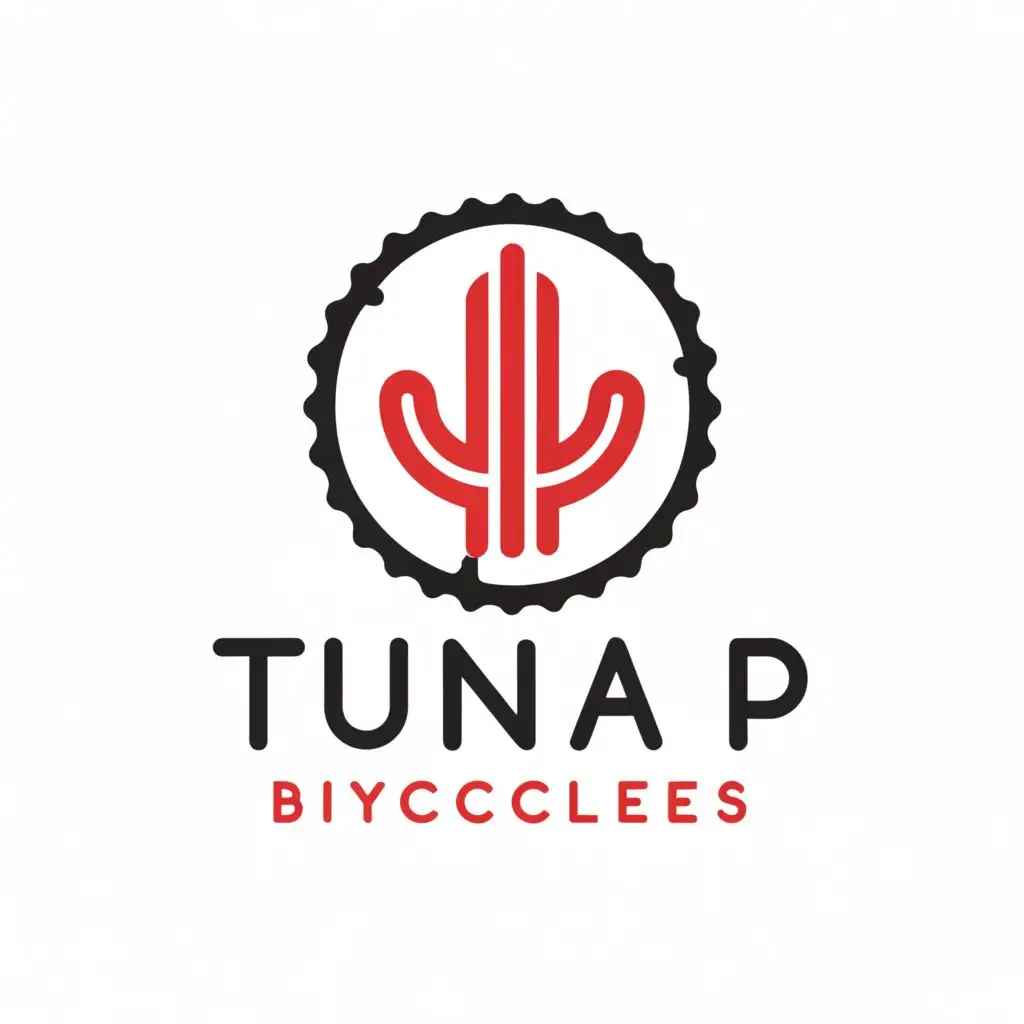 a logo design,with the text "tunap bicycles", main symbol:cactus with red fruit bike wheel,Minimalistic,be used in Sports Fitness industry,clear background