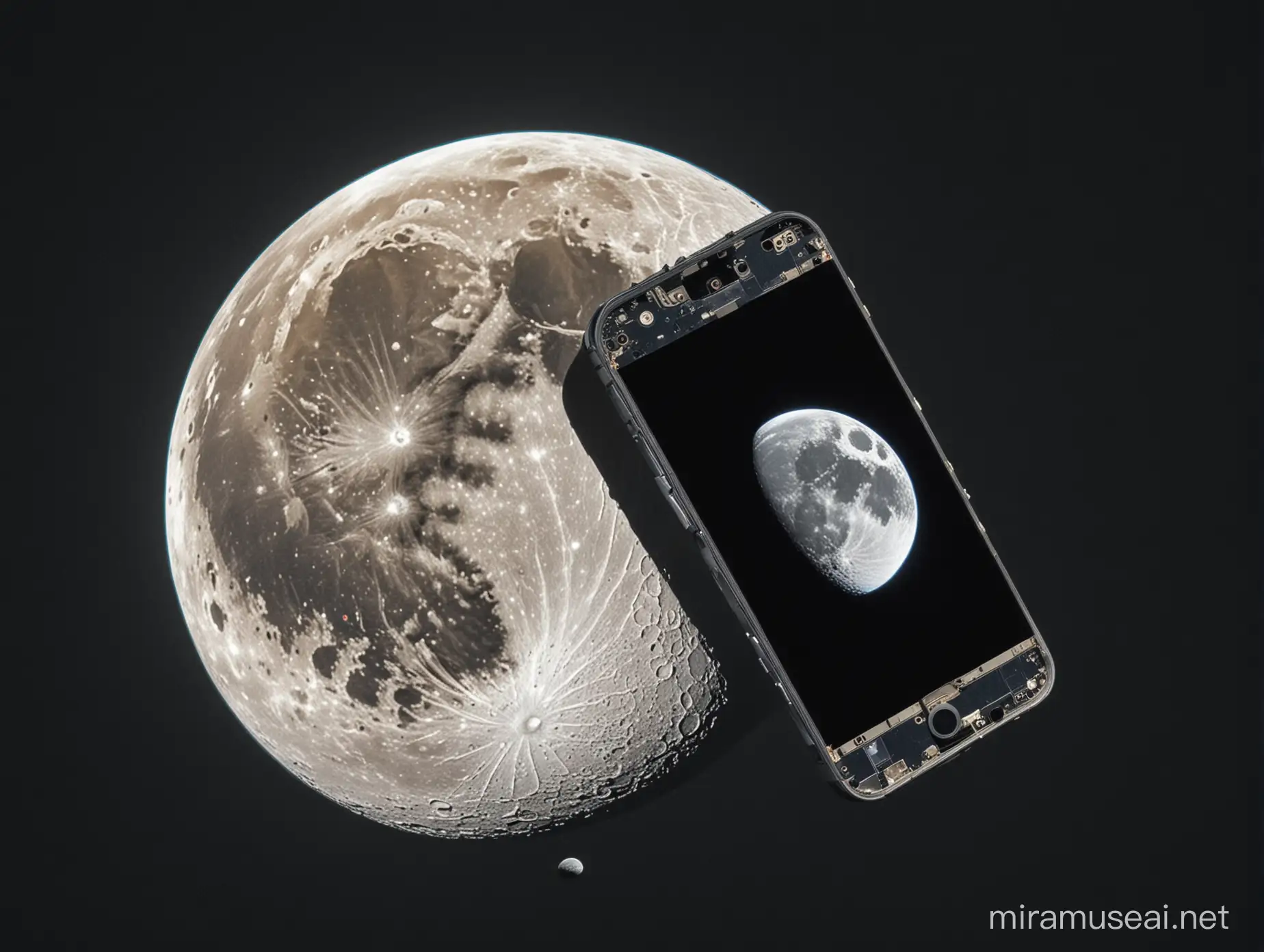 Luna, satélite artificial, teléfono inteligente