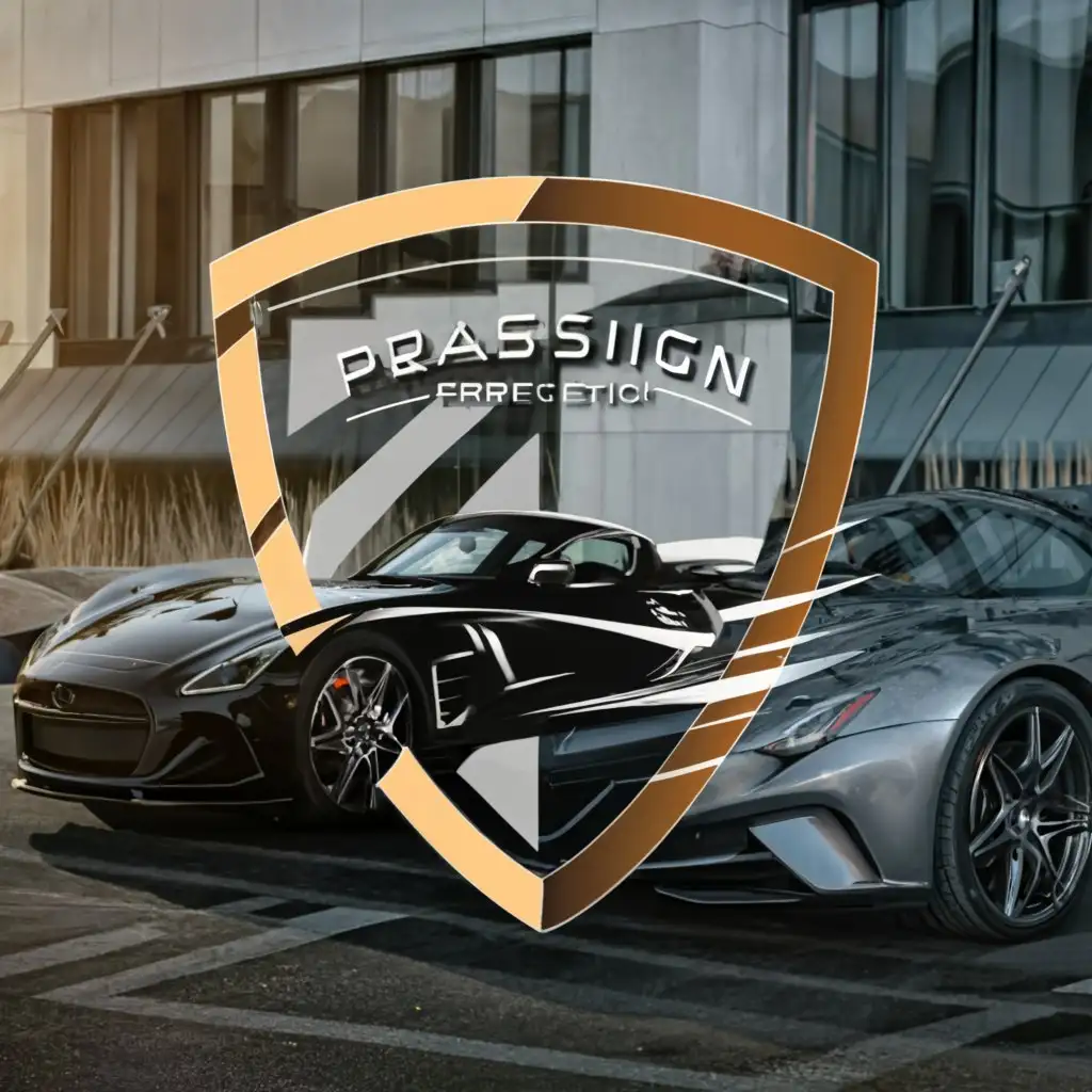 a logo design,with the text 'CHASING PERFECTION', main symbol:MODIFIED CAR IN SHIELD. BE USED IN AUTOMOTIVE INDUSTRY,Moderate,clear background