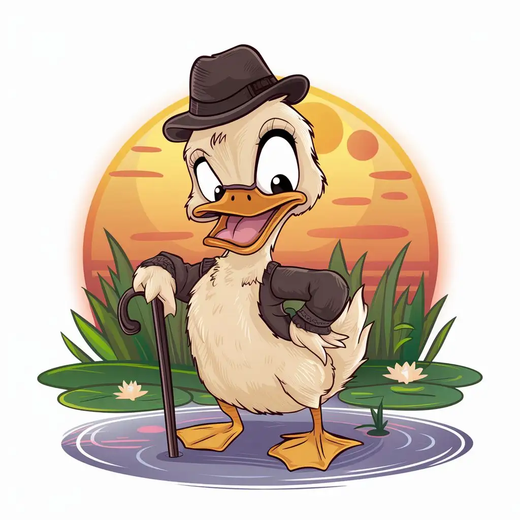 Playful Cartoon Ducks in a Lively Park Setting