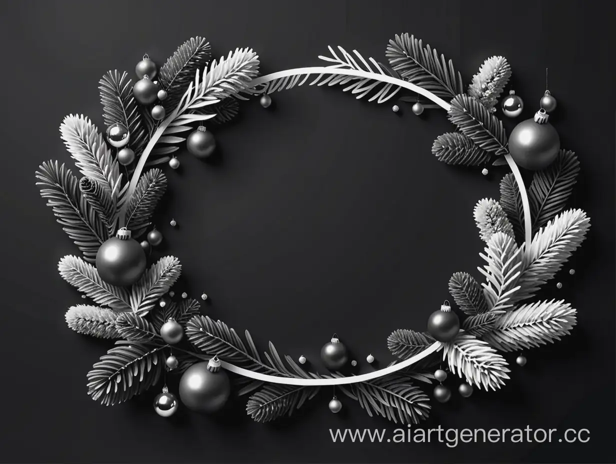 Monochrome-Christmas-Logo-with-Fir-Branches-and-Decorations