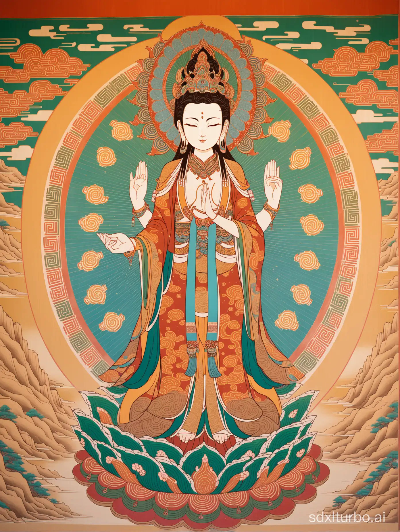 ThousandHand-Guanyin-Statue-in-Dunhuang-Mural-Style