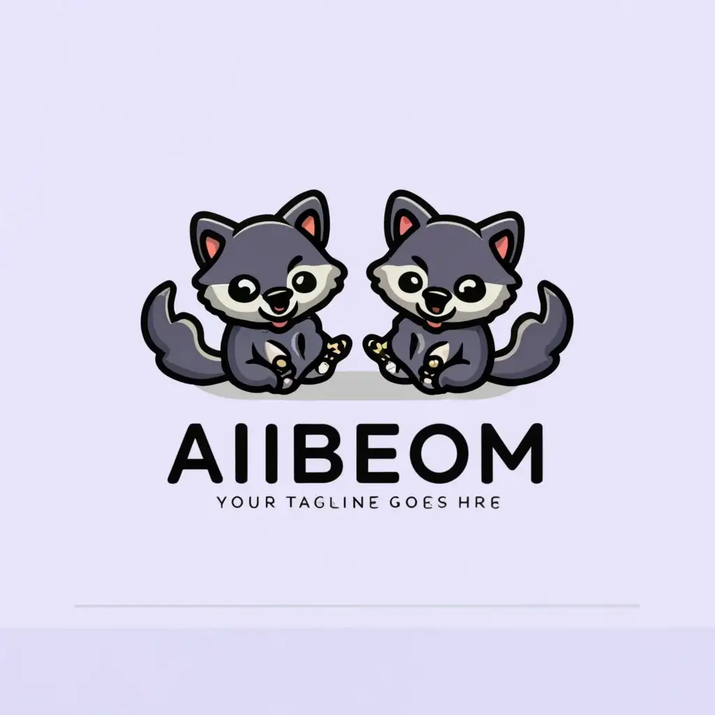 LOGO-Design-For-AIBeOm-Cute-Baby-Werewolf-Cartoons-in-Minimalistic-Style
