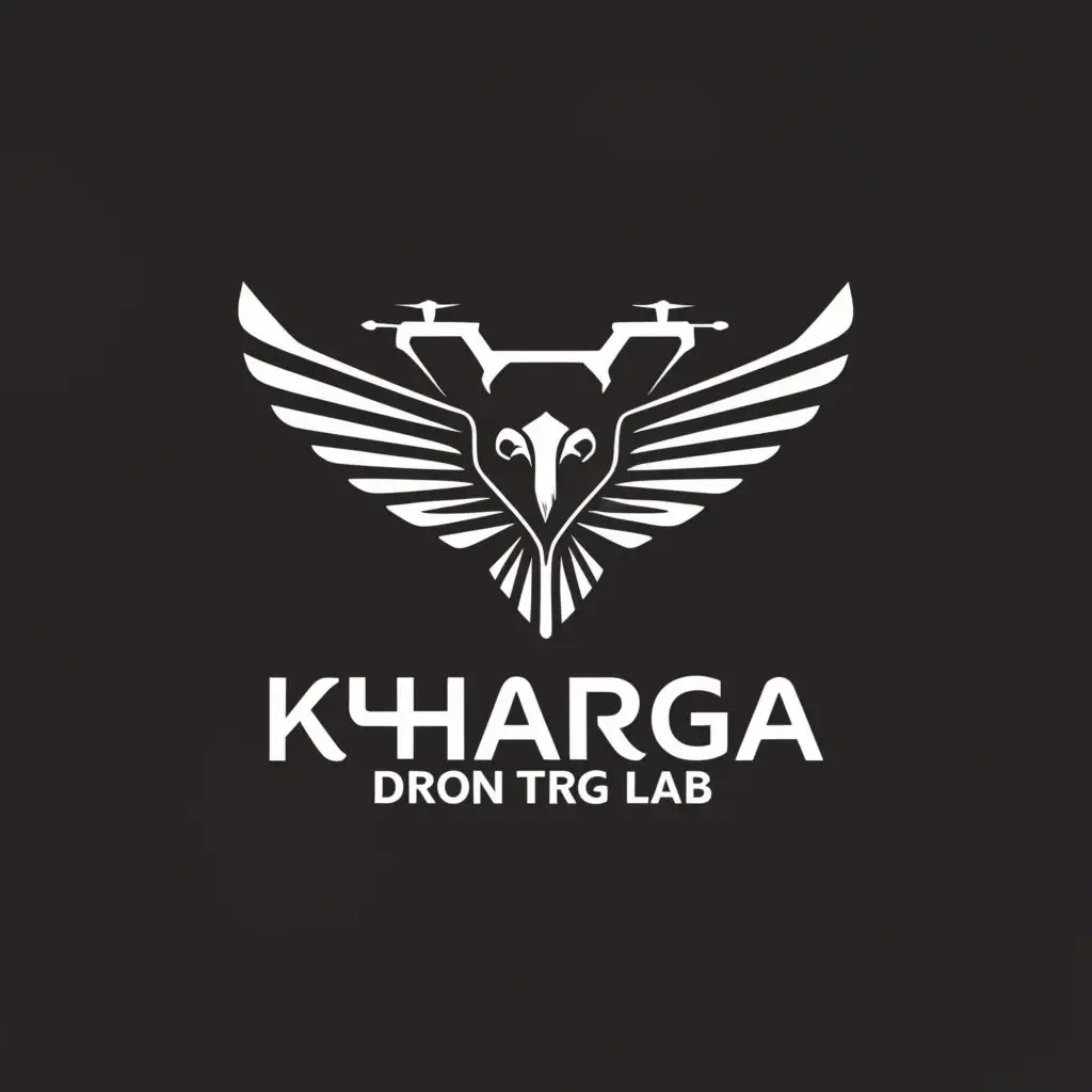 a logo design,with the text "KHARGA DRONE TRG LAB", main symbol:Drone and garuda,Moderate,be used in Technology industry,clear background