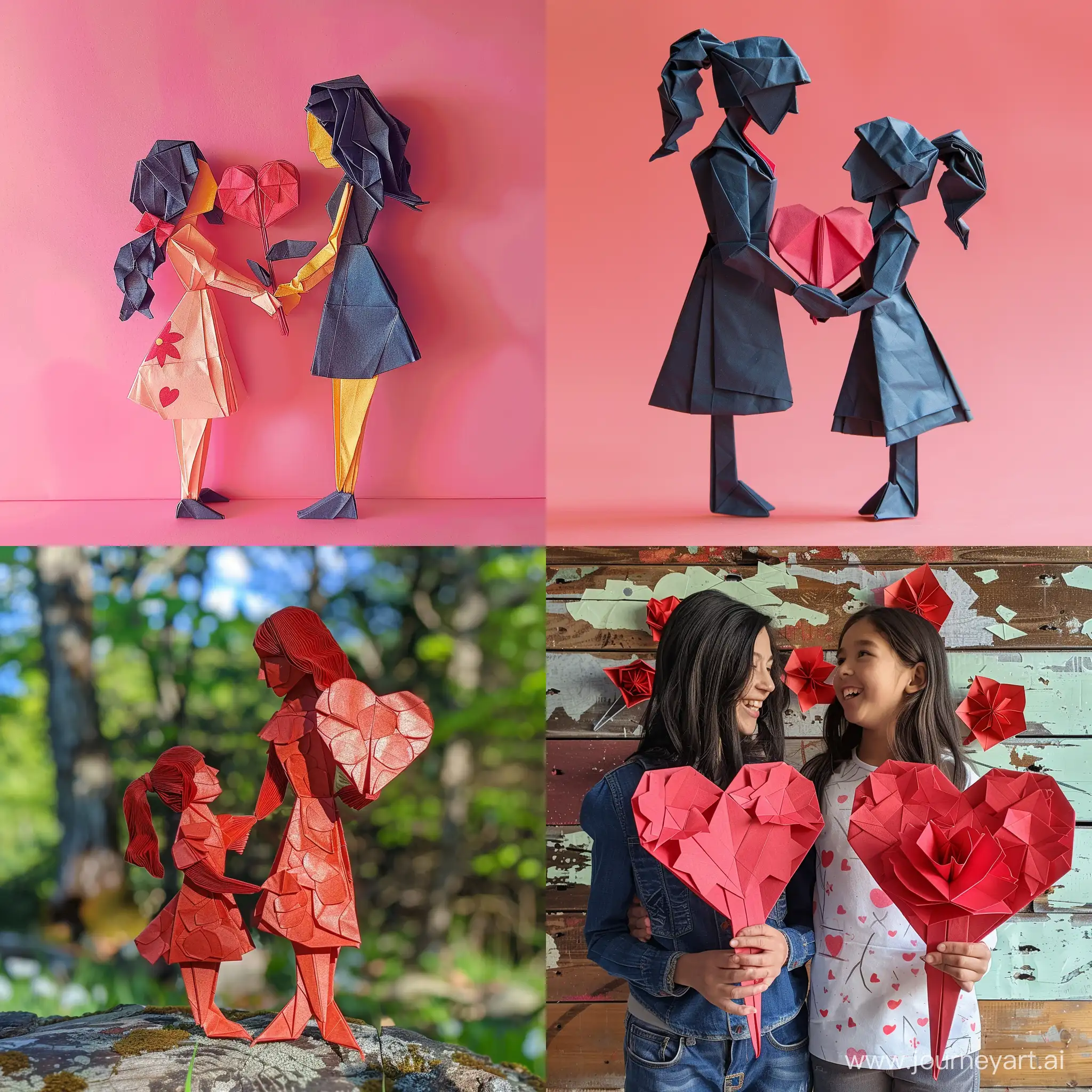 Mother-and-Daughter-Creating-Valentine-Origami-Paper-Arts