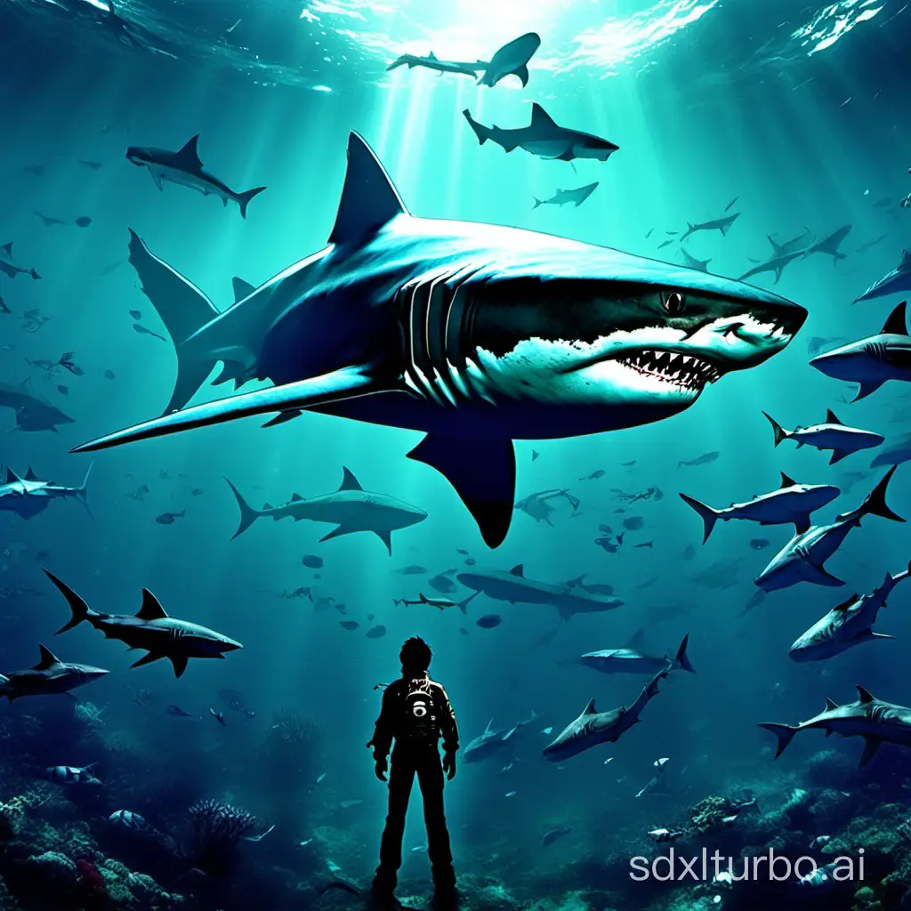 Futuristic-Encounter-Deep-Sea-Diver-Confronting-a-Cybernetic-Shark