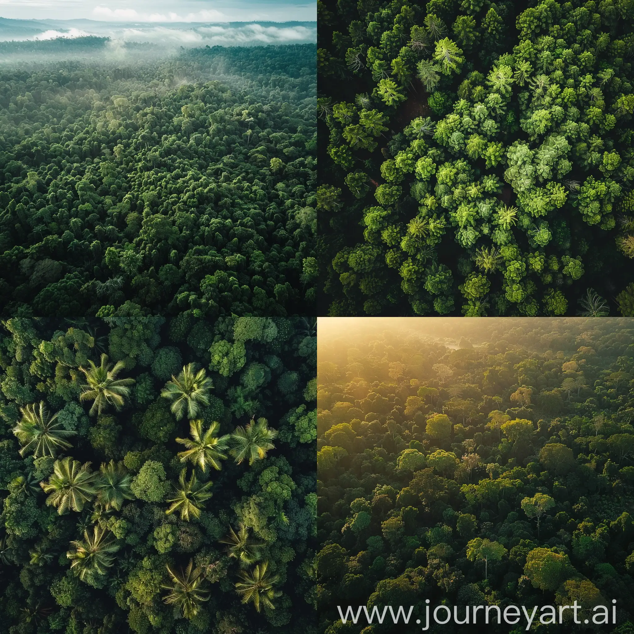 Vista aérea de bosque lejano árboles frondosos